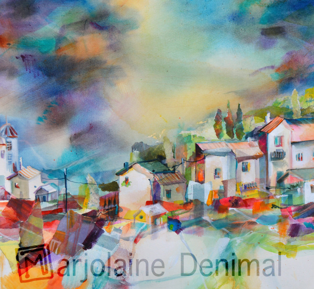 Village aquarelle