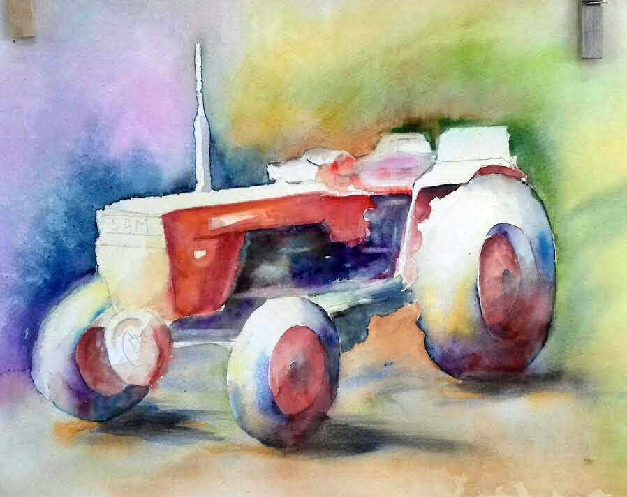 Tracteur aquarelle