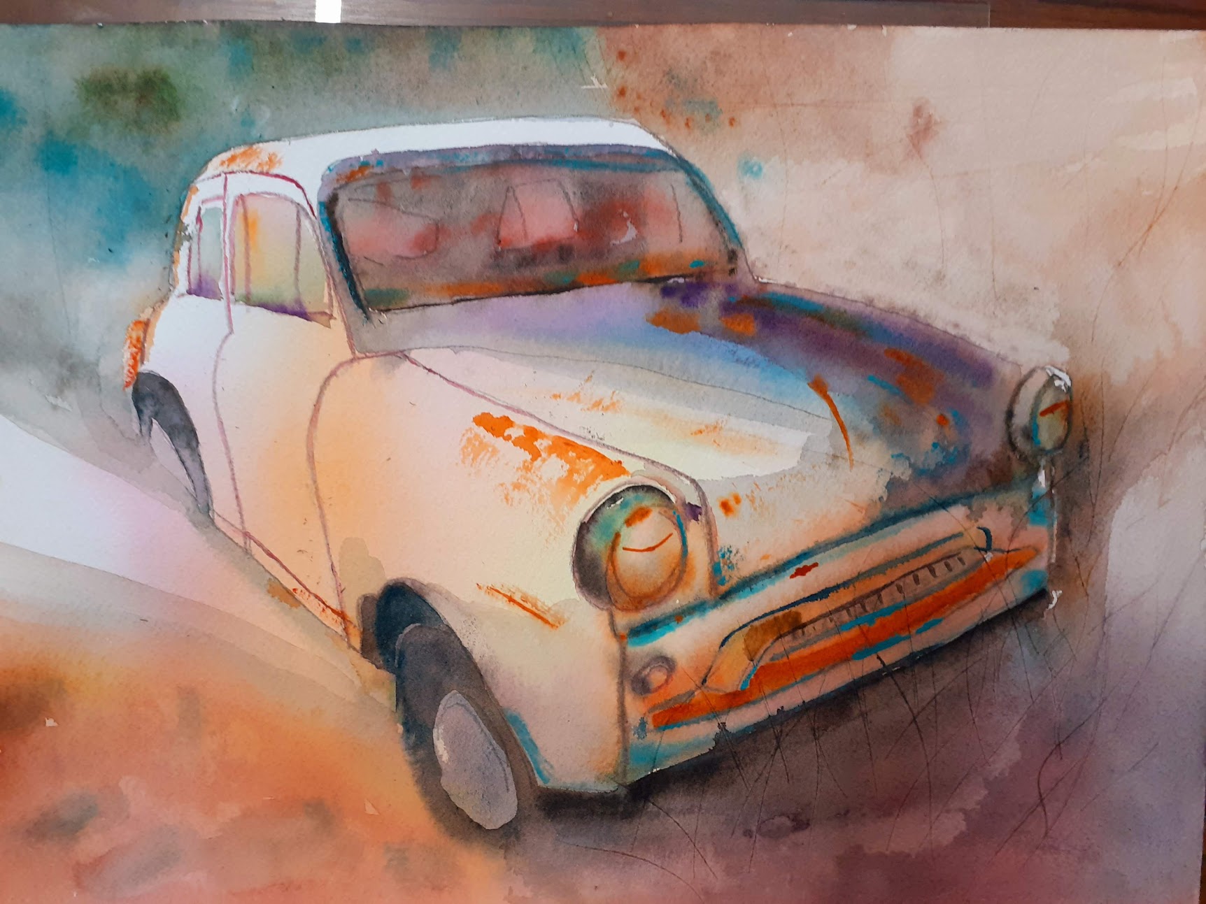 Voiture aquarelle