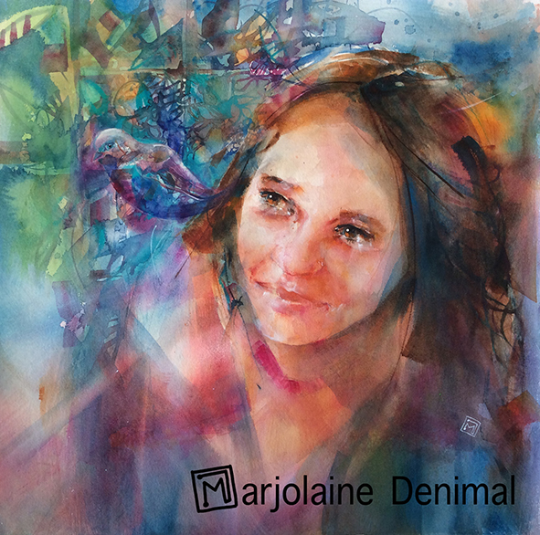 PORTRAIT JEUNE FILLE OISEAU AQUARELLE