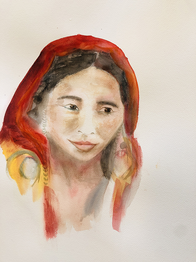 PORTRAIT AQUARELLE TIBET 3