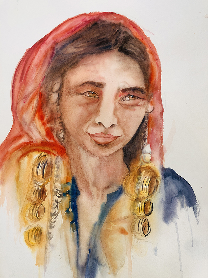 PORTRAIT AQUARELLE TIBET 4