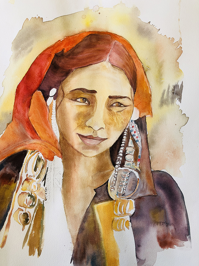 PORTRAIT AQUARELLE TIBET 5