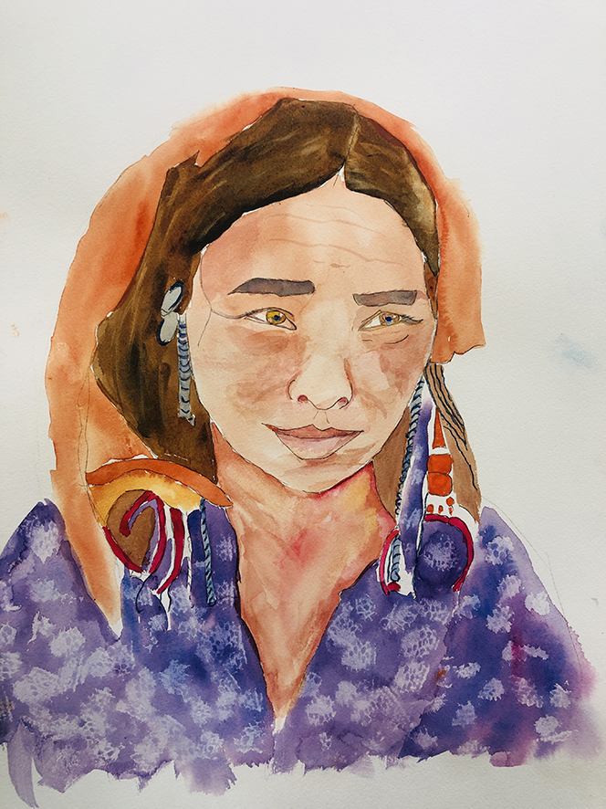 PORTRAIT AQUARELLE TIBET 6