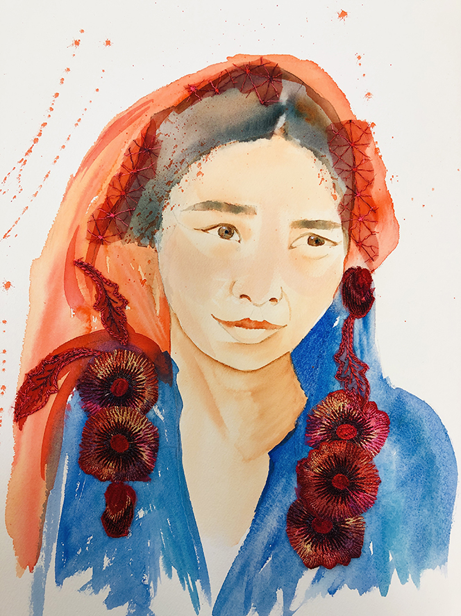 PORTRAIT AQUARELLE TIBET 8